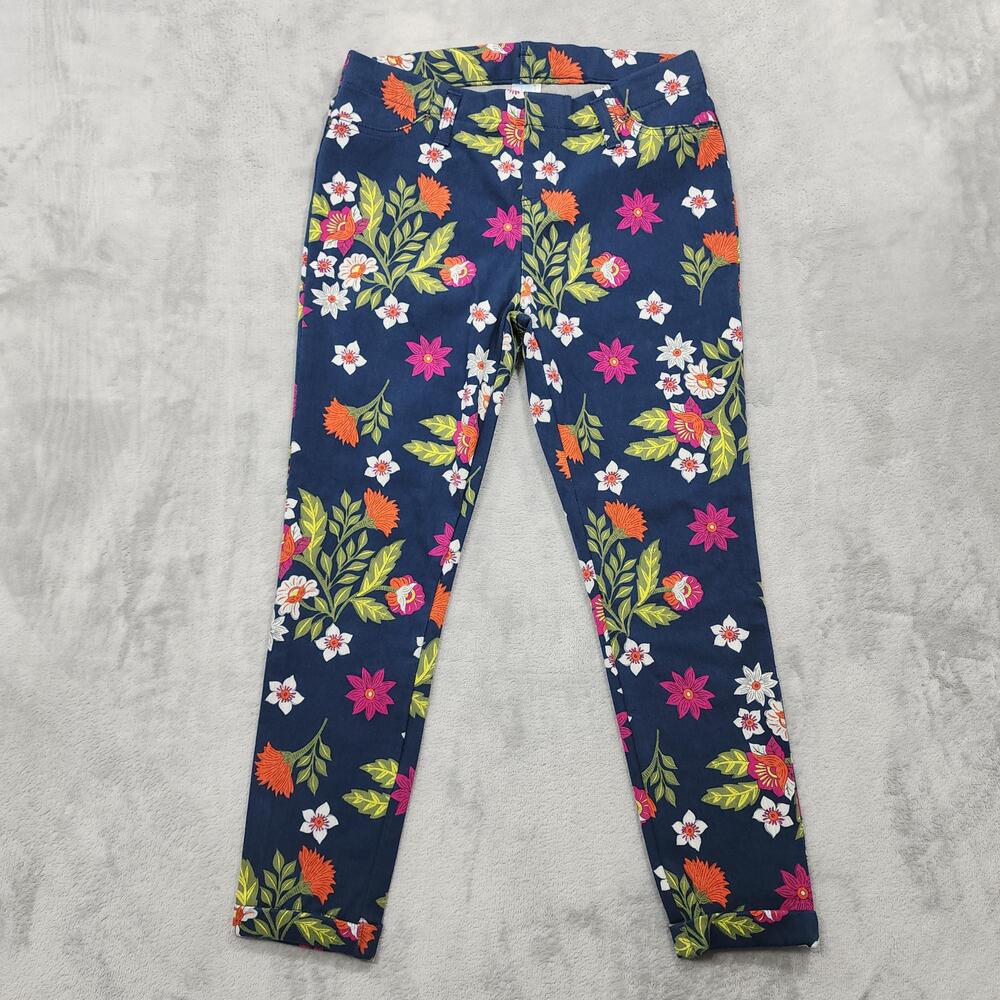 NEW Time And Tru Jeans Womens S Blue Mid Rise Skinny Crop Floral Stretch Denim